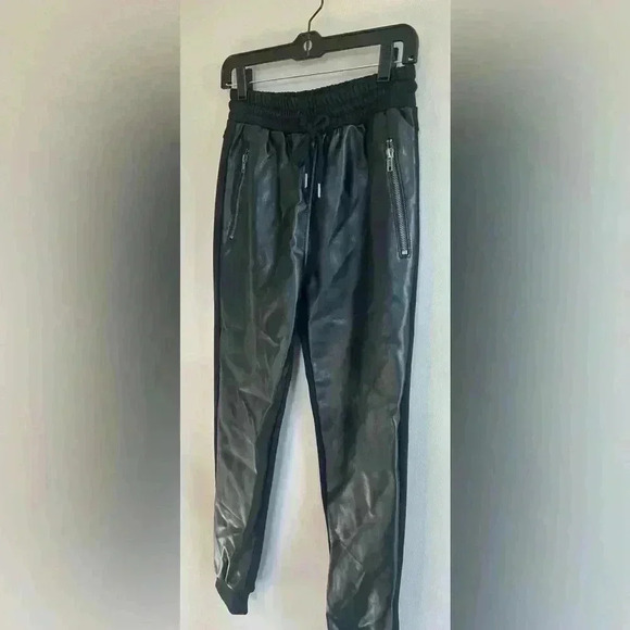 STEVE MADDEN PANTS WOMEN Small BLACK MARIA JOGGER FAUX-LEATHER HIGH-WAIST SKINNY - Picture 4 of 8